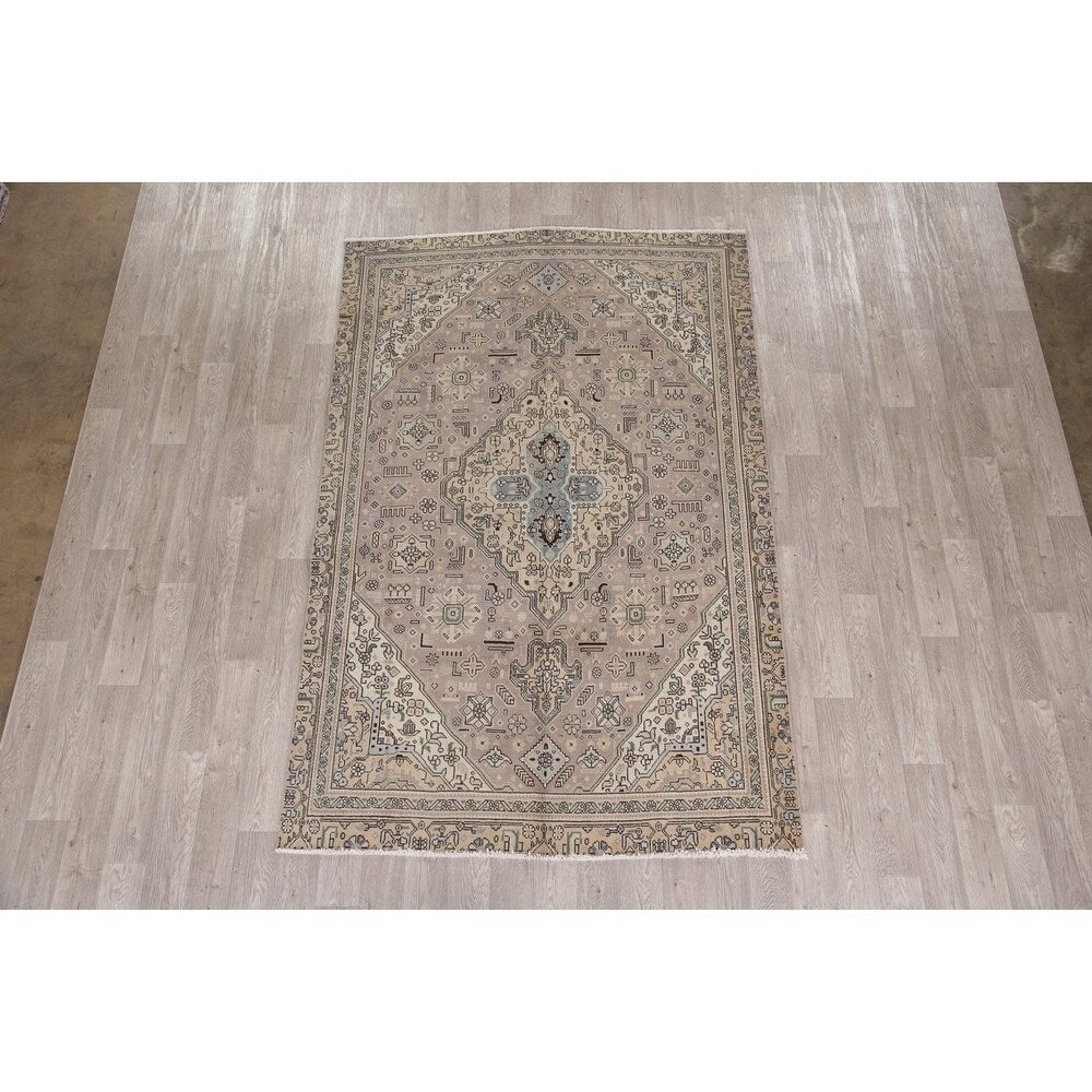 Tabriz Hand Knotted Persian Carpet Traditional Wool Area Rug - 8' 11'' X 5' 10''