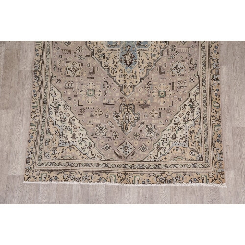 Tabriz Hand Knotted Persian Carpet Traditional Wool Area Rug - 8' 11'' X 5' 10''