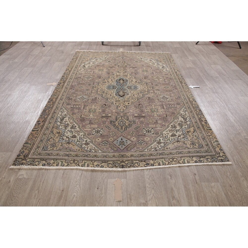 Tabriz Hand Knotted Persian Carpet Traditional Wool Area Rug - 8' 11'' X 5' 10''