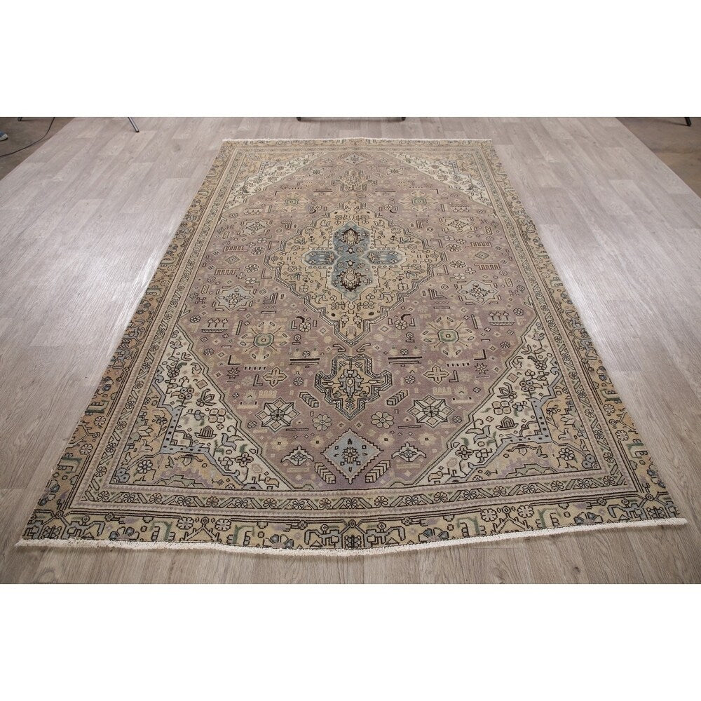 Tabriz Hand Knotted Persian Carpet Traditional Wool Area Rug - 8' 11'' X 5' 10''