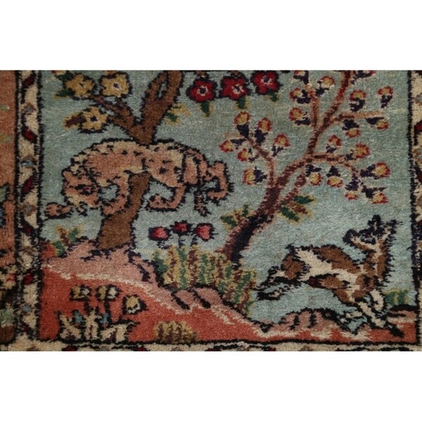 Tabriz Hand Knotted Wool Antique Geometric Area Rug Persian Beige - 10'2" x 7'5"