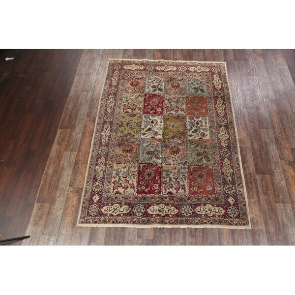 Tabriz Hand Knotted Wool Antique Geometric Area Rug Persian Beige - 10'2" x 7'5"