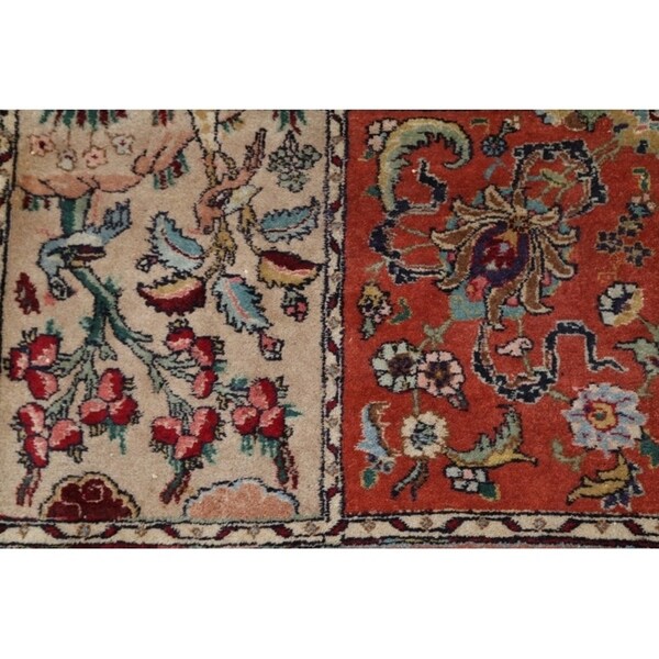 Tabriz Hand Knotted Wool Antique Geometric Area Rug Persian Beige - 10'2" x 7'5"