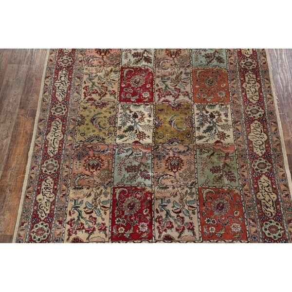 Tabriz Hand Knotted Wool Antique Geometric Area Rug Persian Beige - 10'2" x 7'5"