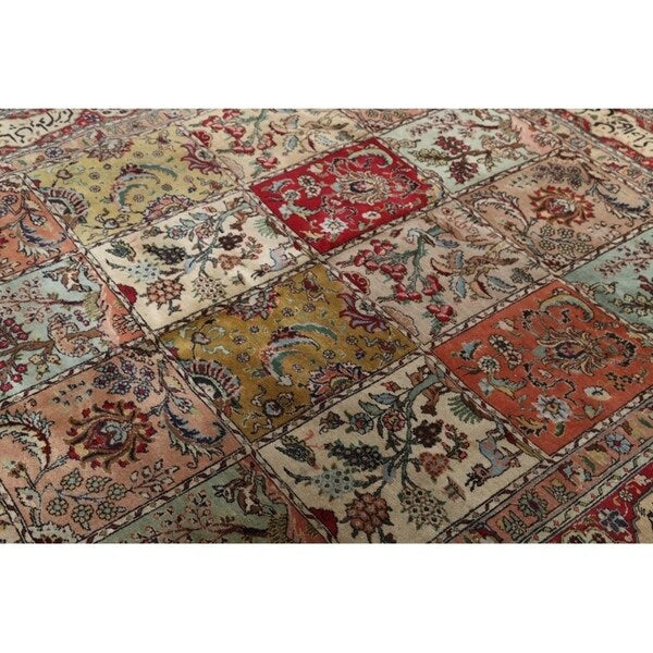 Tabriz Hand Knotted Wool Antique Geometric Area Rug Persian Beige - 10'2" x 7'5"