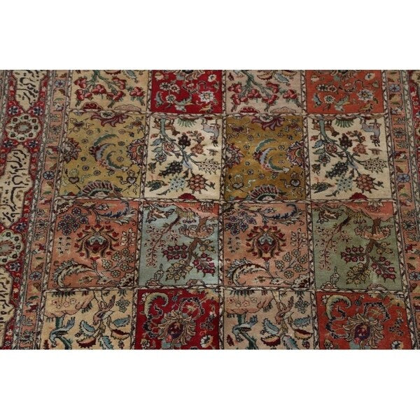 Tabriz Hand Knotted Wool Antique Geometric Area Rug Persian Beige - 10'2" x 7'5"