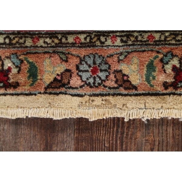 Tabriz Hand Knotted Wool Antique Geometric Area Rug Persian Beige - 10'2" x 7'5"