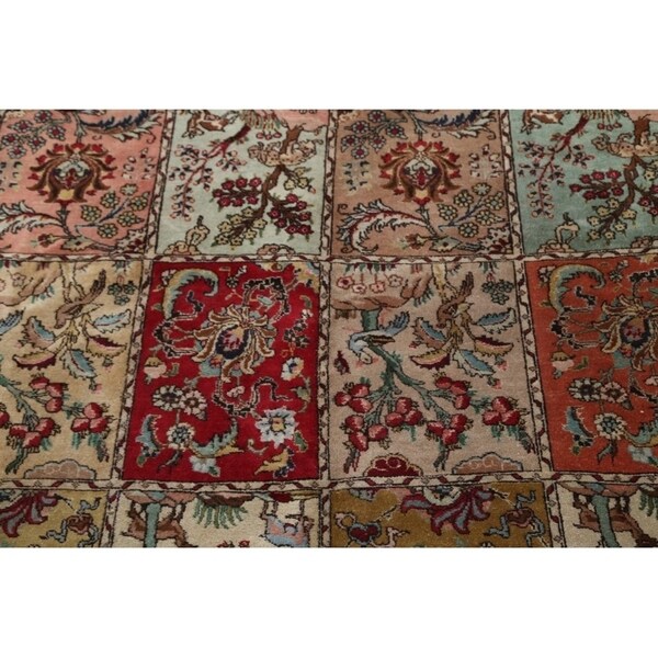 Tabriz Hand Knotted Wool Antique Geometric Area Rug Persian Beige - 10'2" x 7'5"