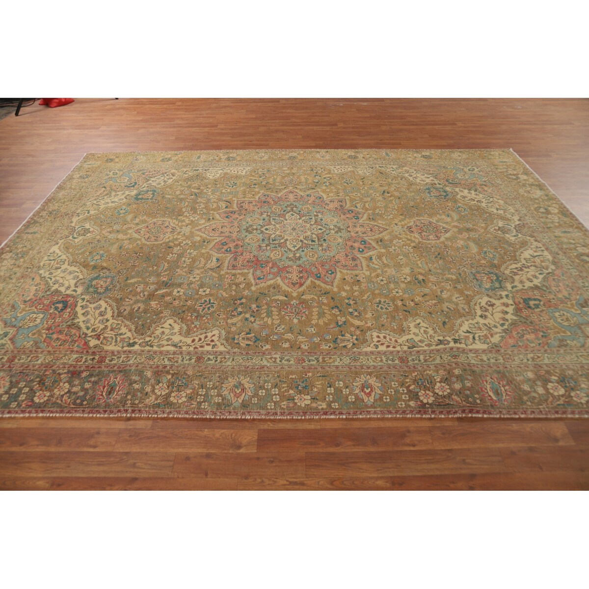 Tabriz Persian Vintage Rug Handmade Medallion Wool Carpet - 7'7"x 10'3"