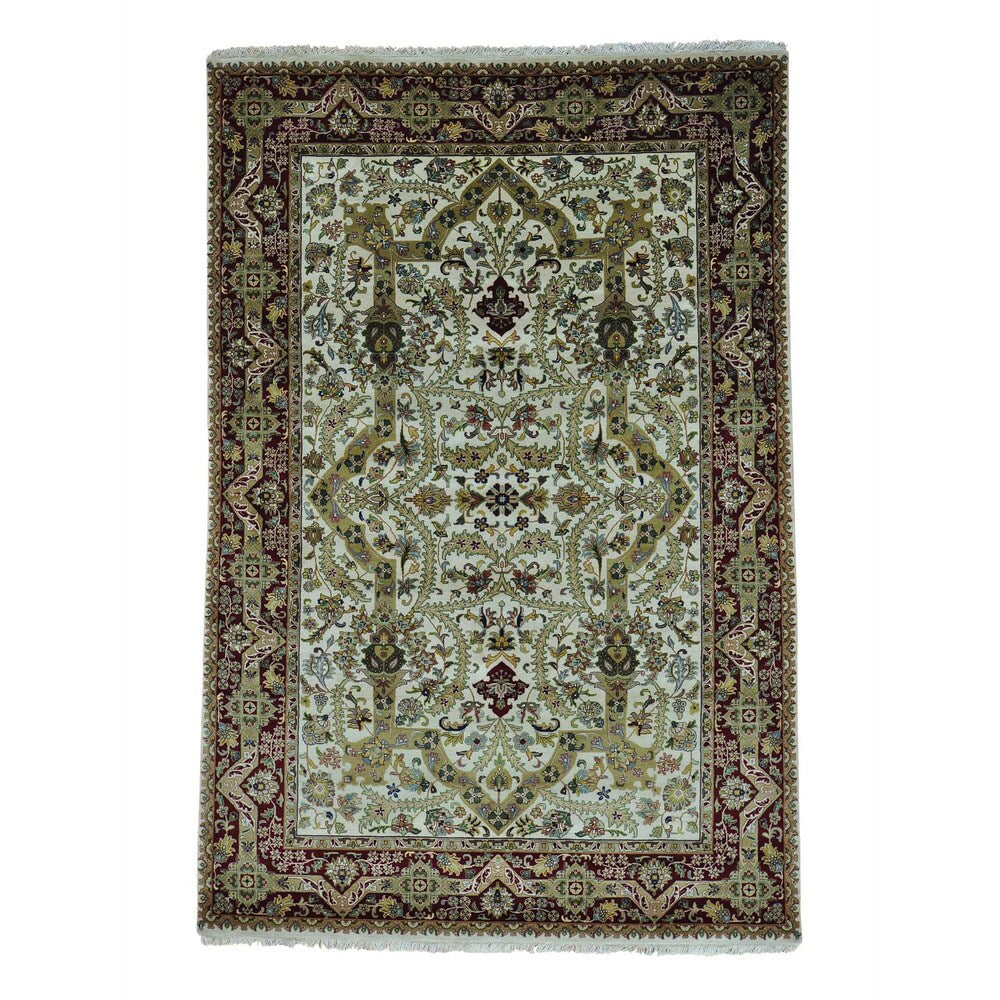 Tabriz Revival New Zealand Wool 300 KPSI Hand-knotted Rug (6' x 9')