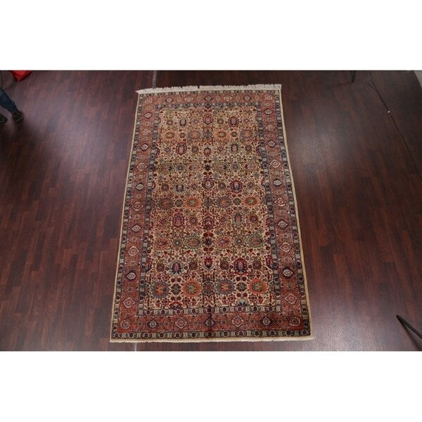 Tabriz Wool Hand Knotted Antique Area Rug Persian Brown - 10'3" x 6'4"