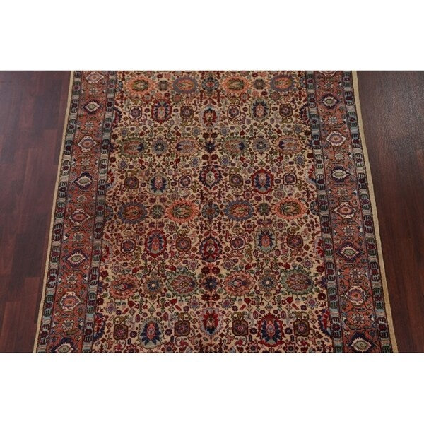 Tabriz Wool Hand Knotted Antique Area Rug Persian Brown - 10'3" x 6'4"