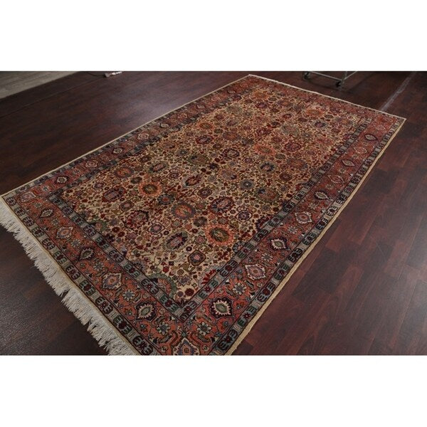 Tabriz Wool Hand Knotted Antique Area Rug Persian Brown - 10'3" x 6'4"