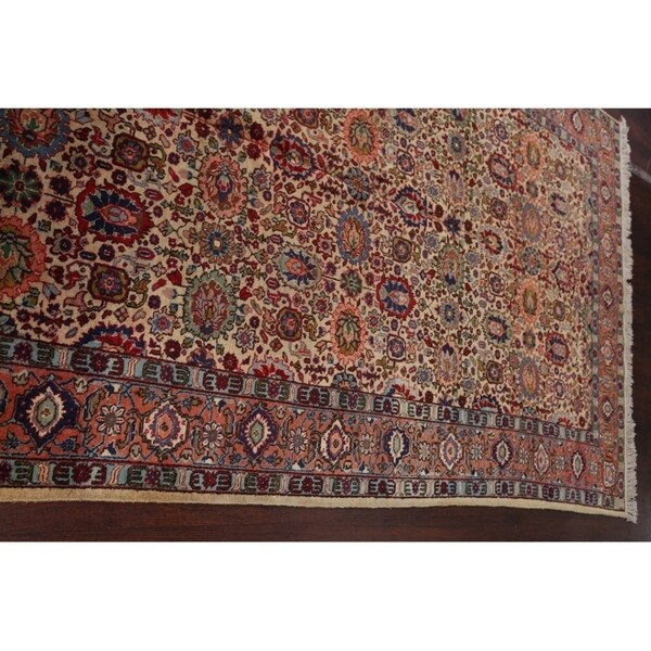 Tabriz Wool Hand Knotted Antique Area Rug Persian Brown - 10'3" x 6'4"
