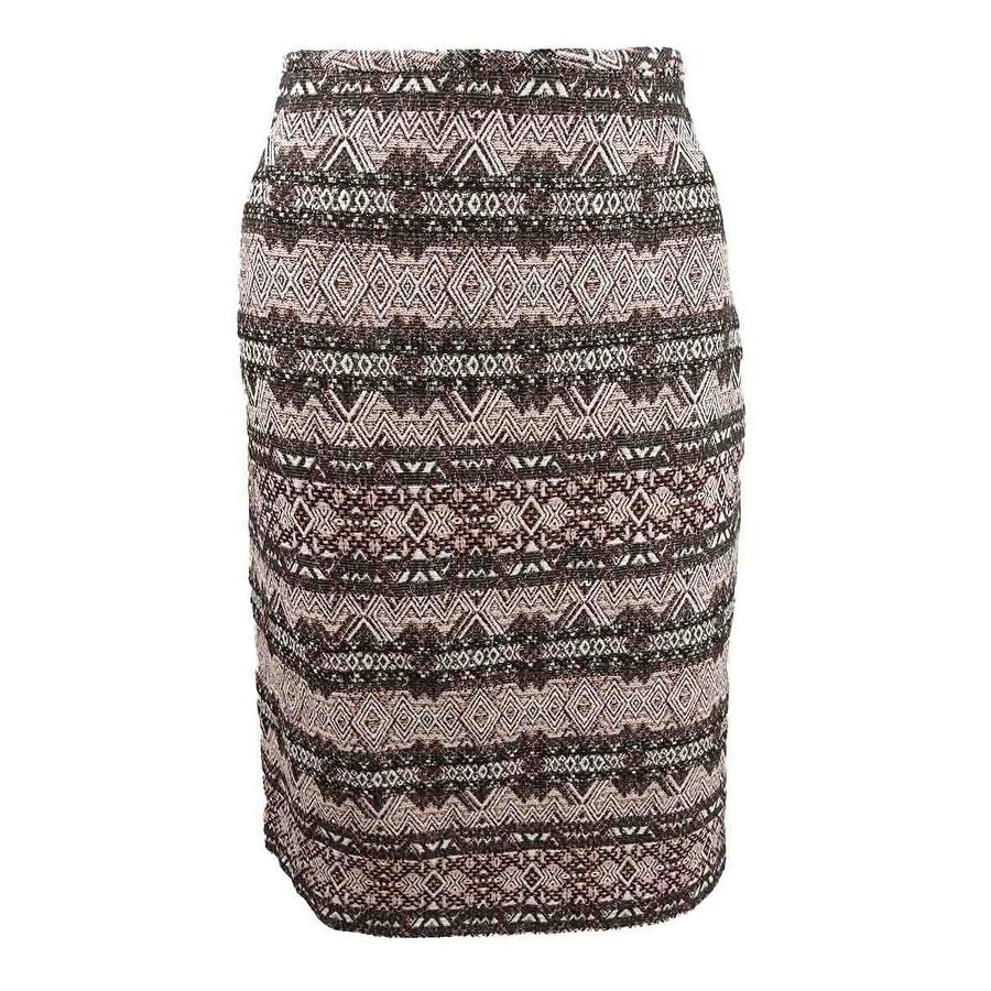 Tahari ASL Women's Boucle Pencil Skirt (4, Green Metallic Geo)