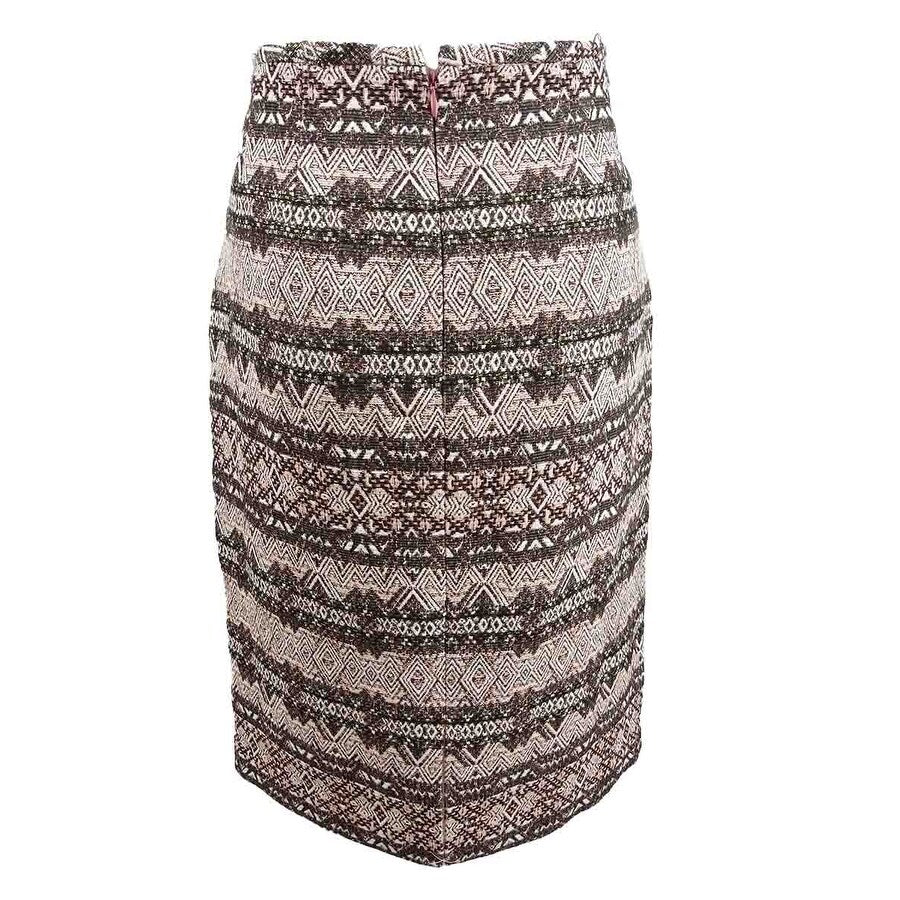 Tahari ASL Women's Boucle Pencil Skirt (4, Green Metallic Geo)