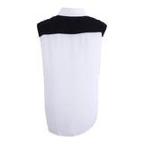 Tahari ASL Women's Colorblocked Blouse (L, Ivory/Black/Turquoise)