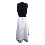 Tahari ASL Women's Colorblocked Midi Dress (2, Ivory White/Black)