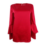 Tahari ASL Women's Flounce-Sleeve Charmeuse Top