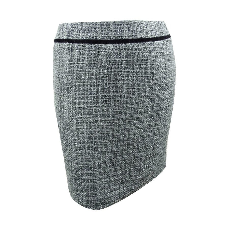 Tahari ASL Women's Petite Boucle Velvet-Trim Straight Skirt