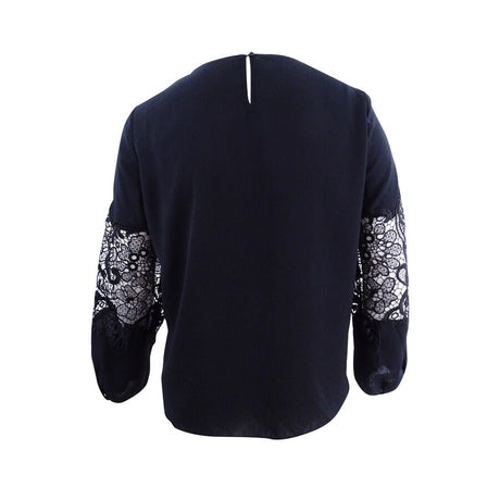 Tahari ASL Women's Plus Size Lace-Inset Georgette Blouse