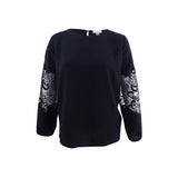 Tahari ASL Women's Plus Size Lace-Inset Georgette Blouse