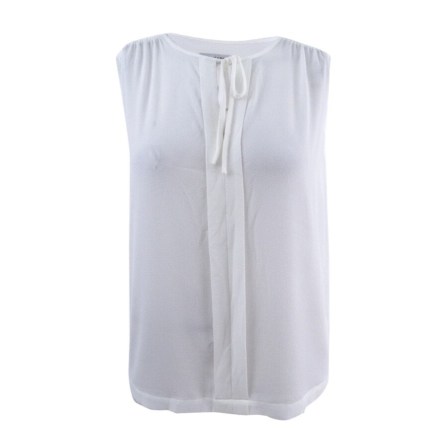 Tahari ASL Women's Plus Size Ruffle Pleat Keyhole Blouse (3X, Ivory White)