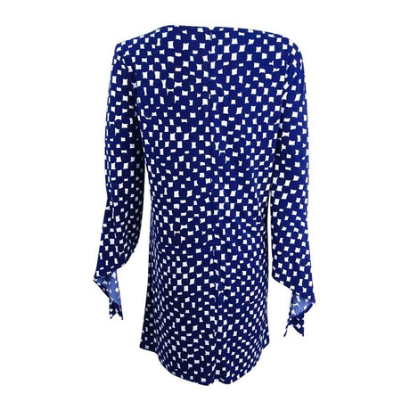 Tahari ASL Women's Printed Jersey Dress (8, Navy/White)