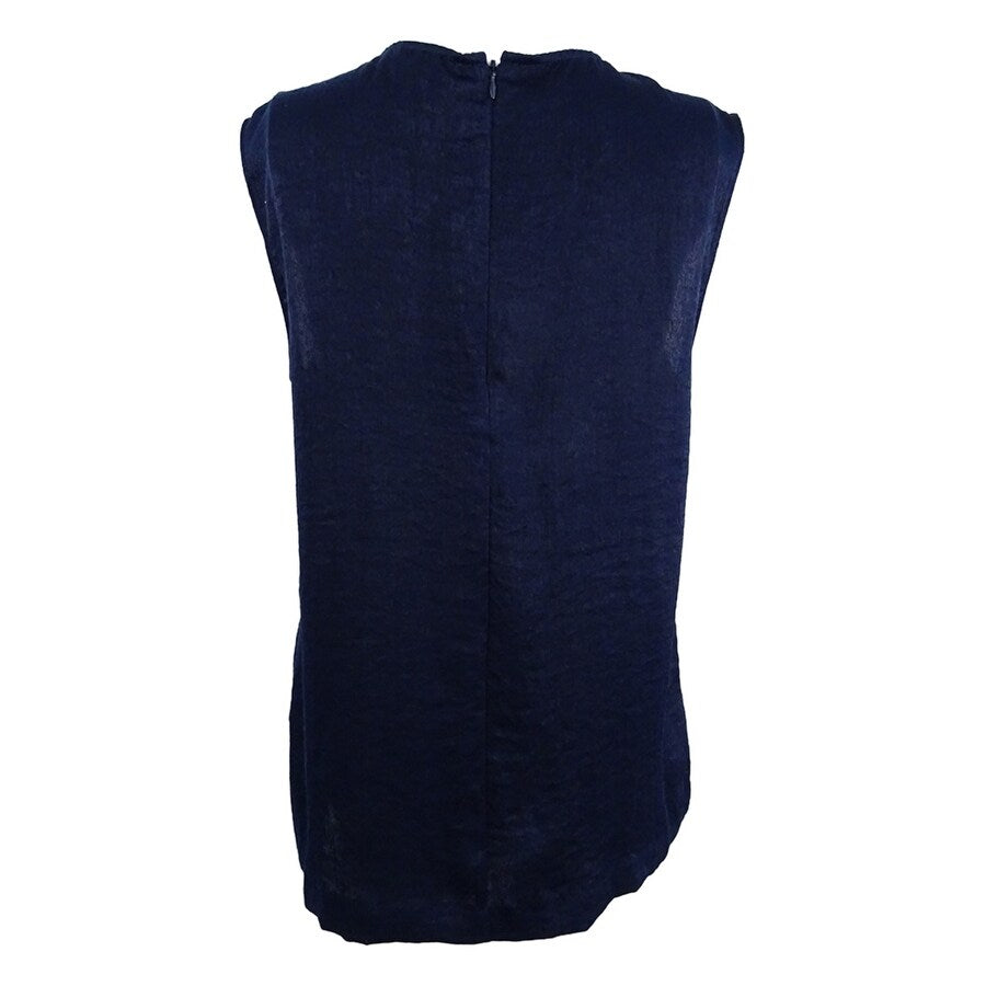 Tahari ASL Women's Round-Neck Pleat-Front Top