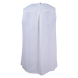 Tahari ASL Women's Sleeveless Round-Neck Keyhole Top (L, Ivory White)