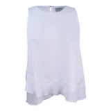 Tahari ASL Women's Sleeveless Round-Neck Keyhole Top (L, Ivory White)