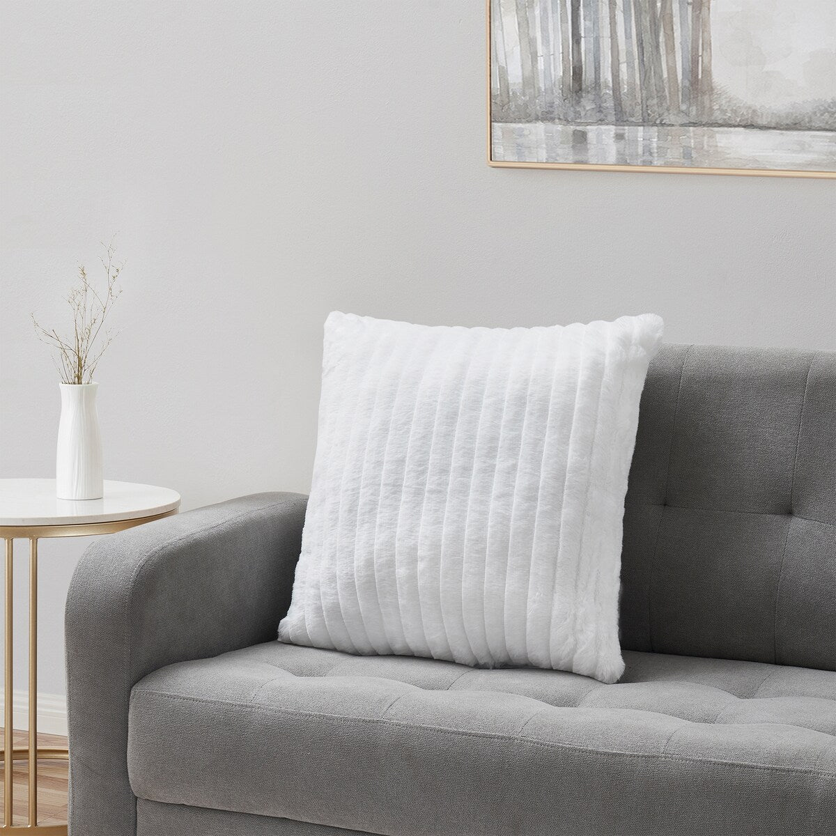 Tahari Home 20" x 20" Cassie White Ribbed Stripe Decorative Pillow