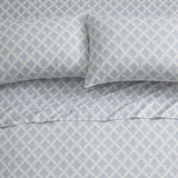 Tahari Home Alexa Blue Medallion Triple Brushed Cotton Flannel Bed Sheet Set