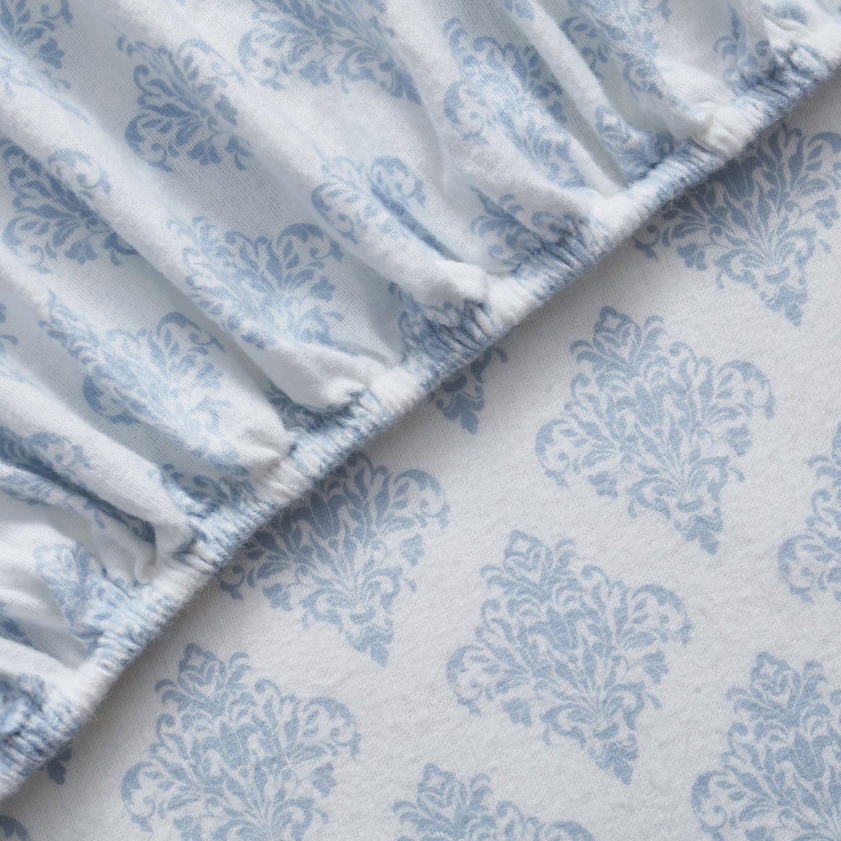 Tahari Home Alexa Blue Medallion Triple Brushed Cotton Flannel Bed Sheet Set