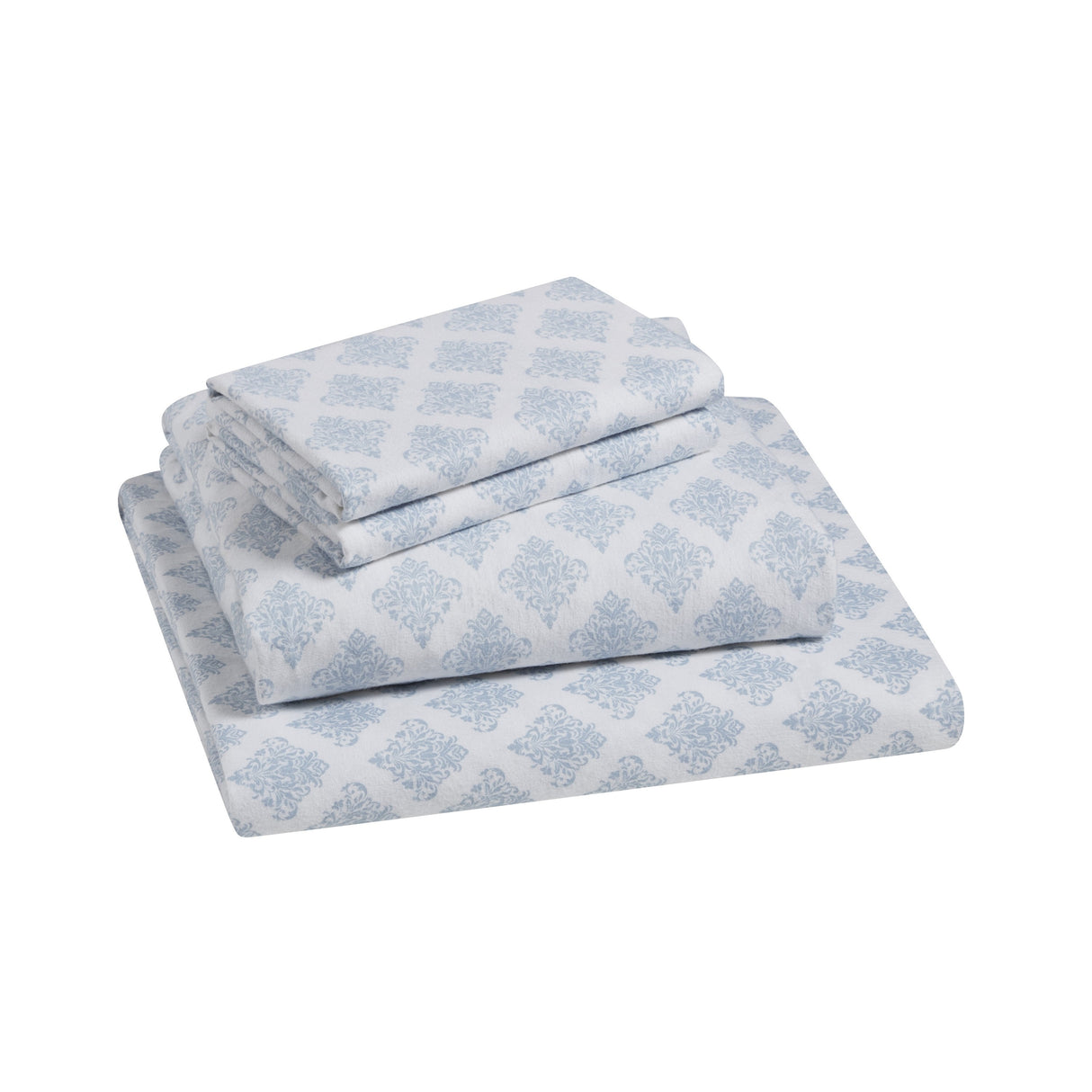 Tahari Home Alexa Blue Medallion Triple Brushed Cotton Flannel Bed Sheet Set