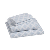 Tahari Home Alexa Blue Medallion Triple Brushed Cotton Flannel Bed Sheet Set