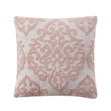 Tahari Home Bristol Damask Cotton Decorative Pillow, 20"x20", White/ Blush - White/ Blush