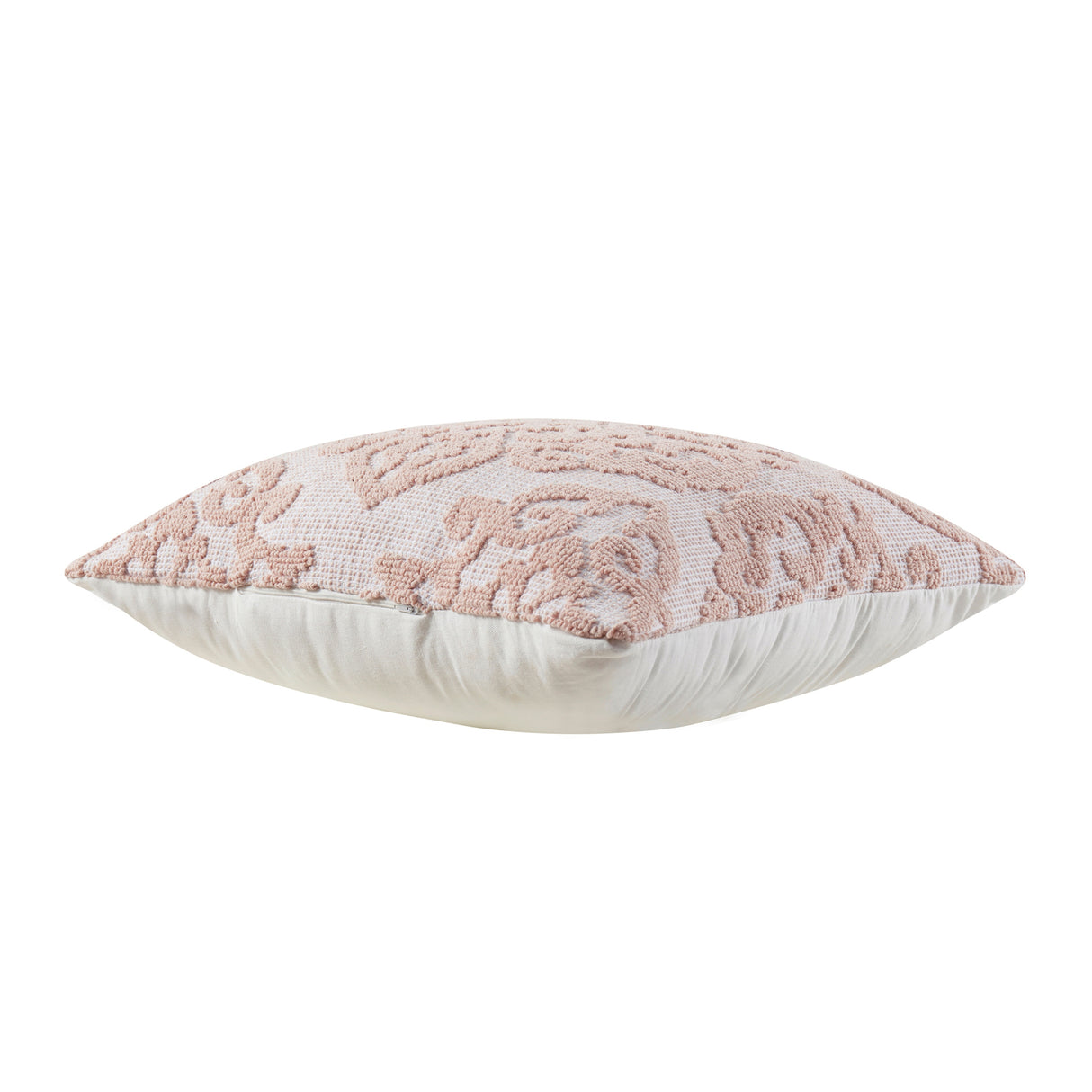 Tahari Home Bristol Damask Cotton Decorative Pillow, 20"x20", White/ Blush - White/ Blush