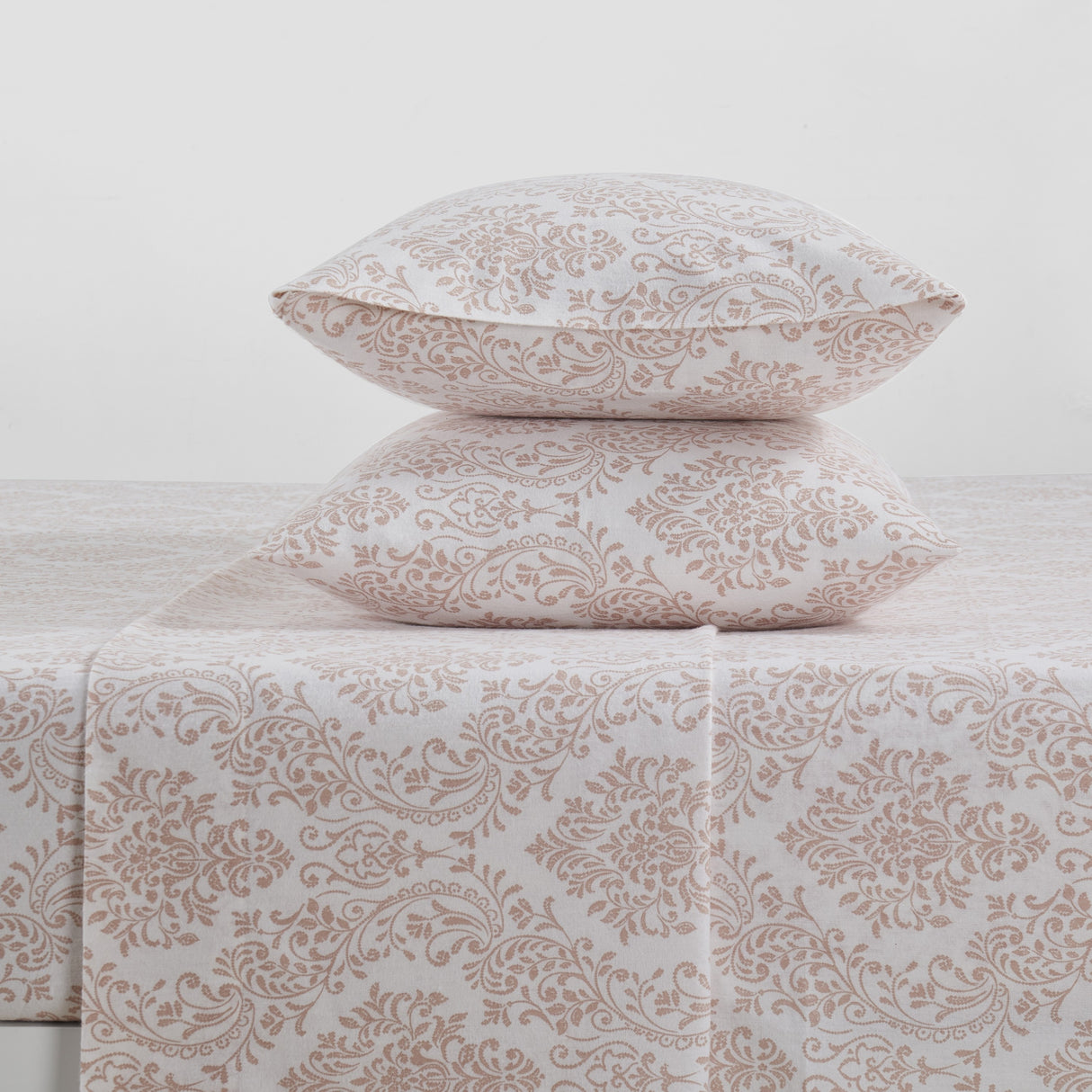 Tahari Home Damask Triple Brushed Cotton Flannel Bed Sheet Set
