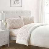 Tahari Home Damask Triple Brushed Cotton Flannel Bed Sheet Set