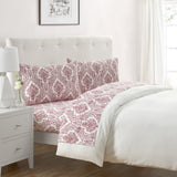 Tahari Home Damask Triple Brushed Cotton Flannel Bed Sheet Set
