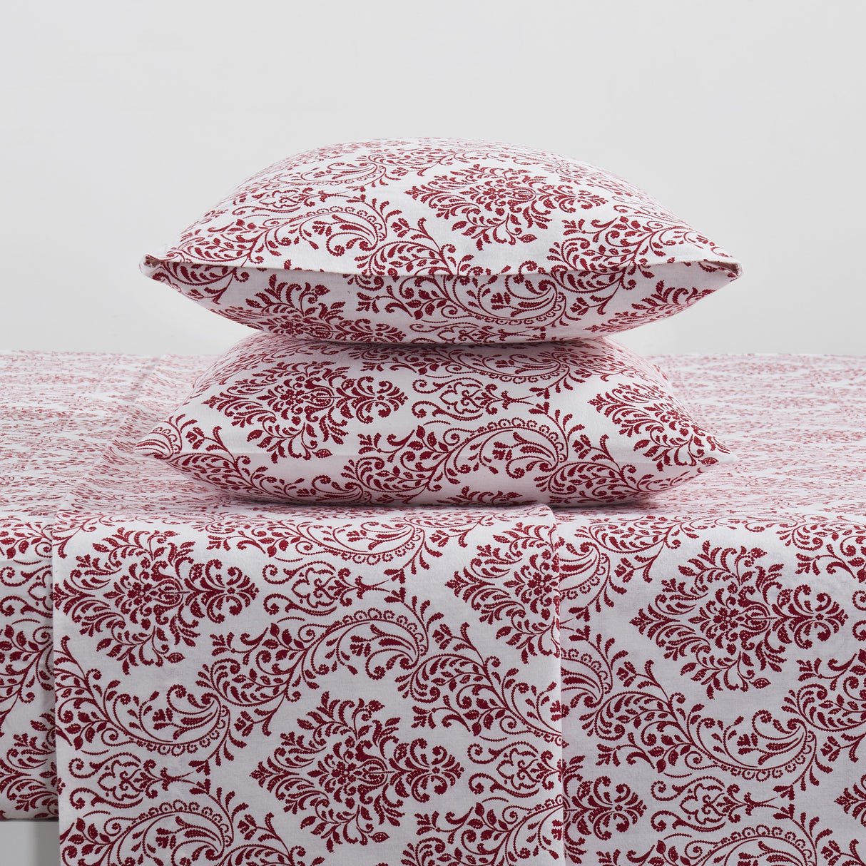 Tahari Home Damask Triple Brushed Cotton Flannel Bed Sheet Set