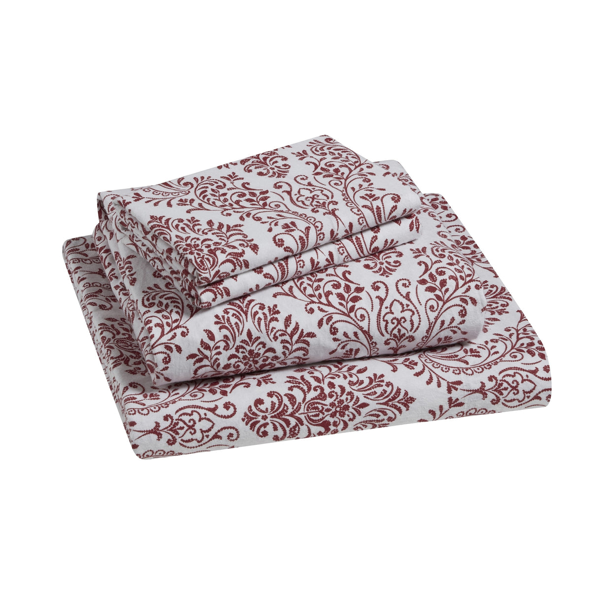 Tahari Home Damask Triple Brushed Cotton Flannel Bed Sheet Set