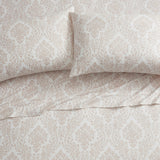 Tahari Home Damask Triple Brushed Cotton Flannel Bed Sheet Set