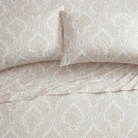 Tahari Home Damask Triple Brushed Cotton Flannel Bed Sheet Set