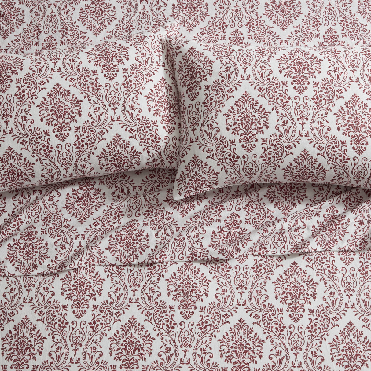 Tahari Home Damask Triple Brushed Cotton Flannel Bed Sheet Set