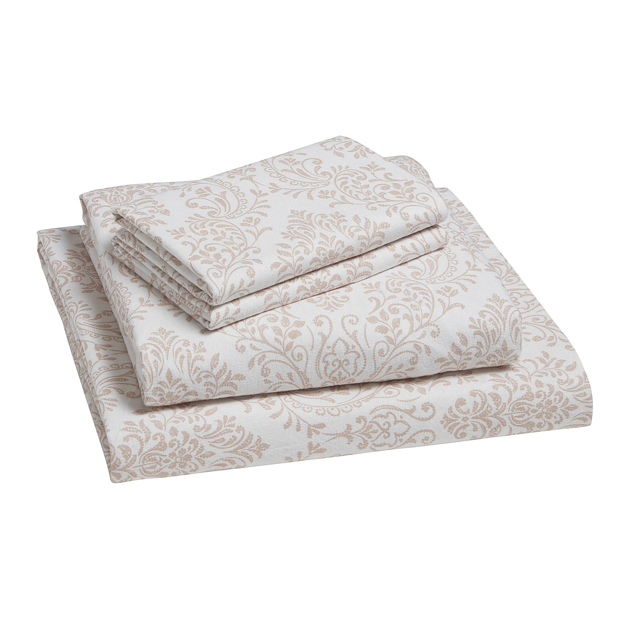 Tahari Home Damask Triple Brushed Cotton Flannel Bed Sheet Set