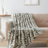 Tahari Home Elena Green Leaf Printed Plush Throw, 50" x 70"
