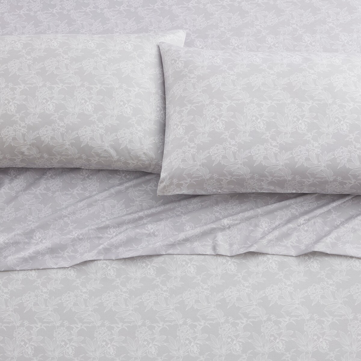 Tahari Home Emmy Grey Floral 6-Piece Printed Microfiber Bed Sheet Set
