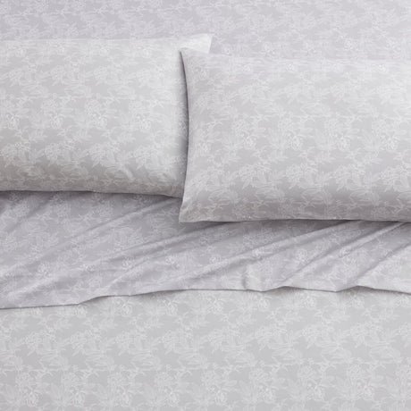 Tahari Home Emmy Grey Floral 6-Piece Printed Microfiber Bed Sheet Set